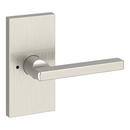 PRIVACY SQUARE LEVER RIGHT HANDED WITH CONTEMPORARY FIVE INCH ROSE IN SATIN NICKEL 
