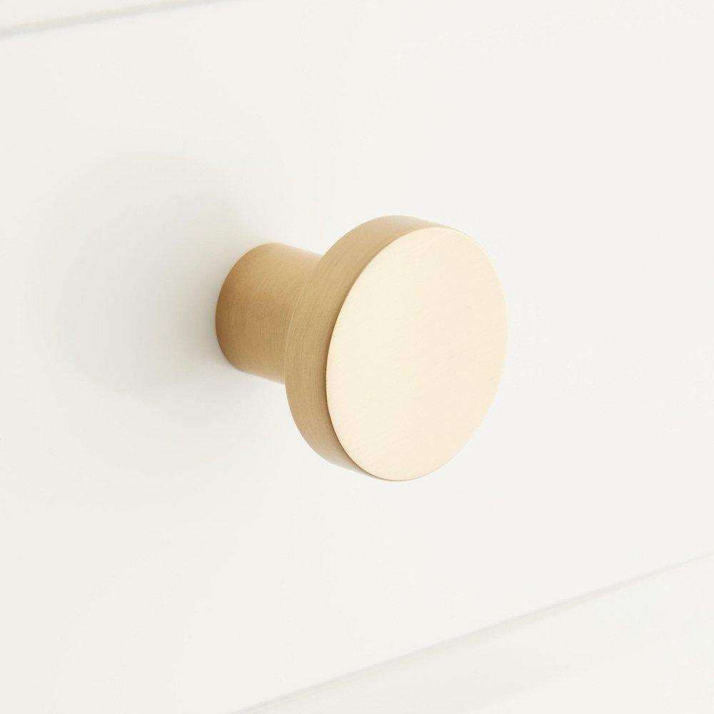 BRASS FLAT ROUND CABINET KNOB SATIN BRASS 