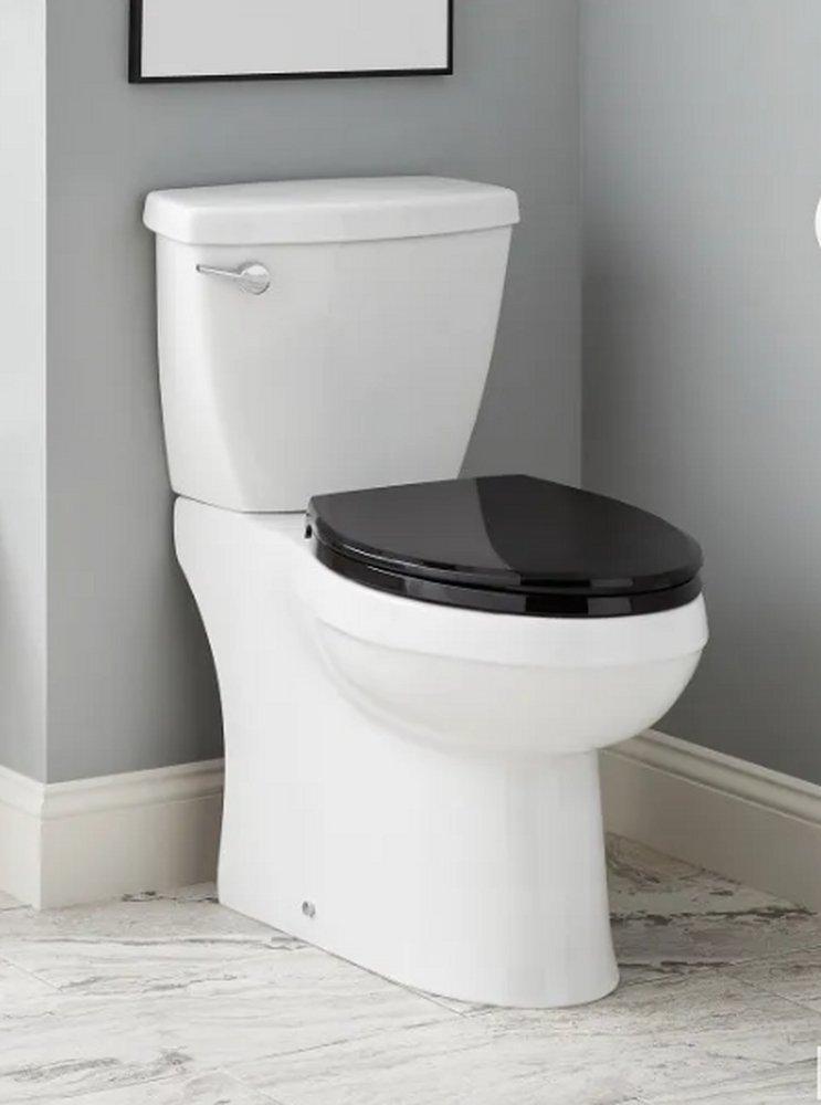 Signature Hardware White/Black 1.28 gpf Elongated Floor Mount Two Piece Toilet 