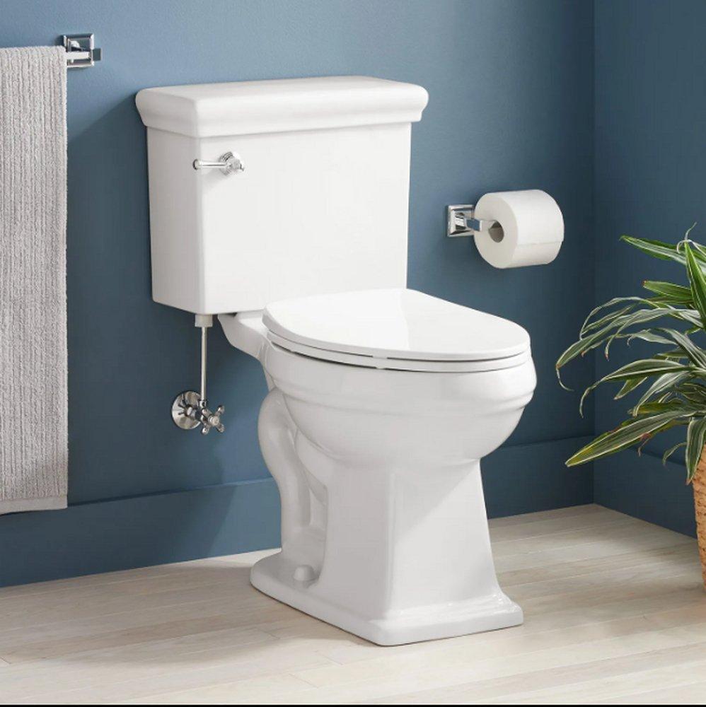 Signature Hardware White 1.28 gpf Elongated Floor Mount Two Piece Toilet 