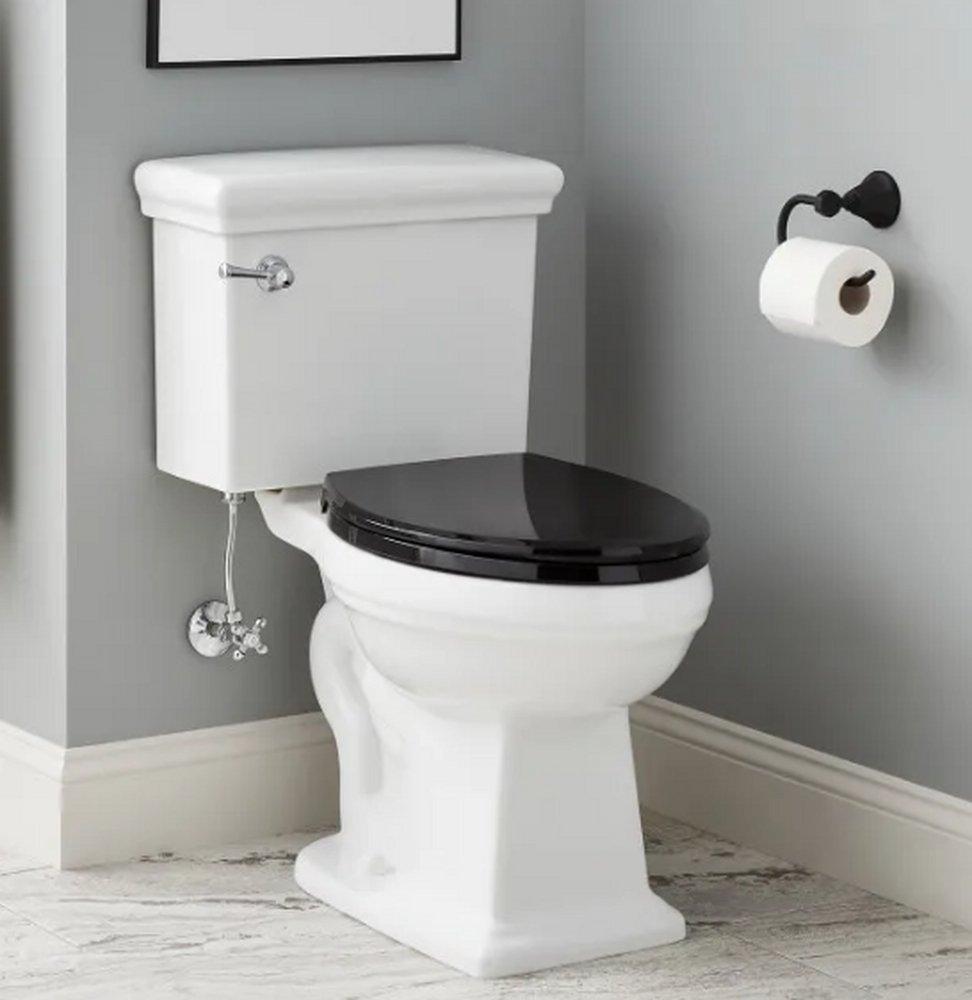 Signature Hardware White/Black 1.28 gpf Elongated Floor Mount Two Piece Toilet 
