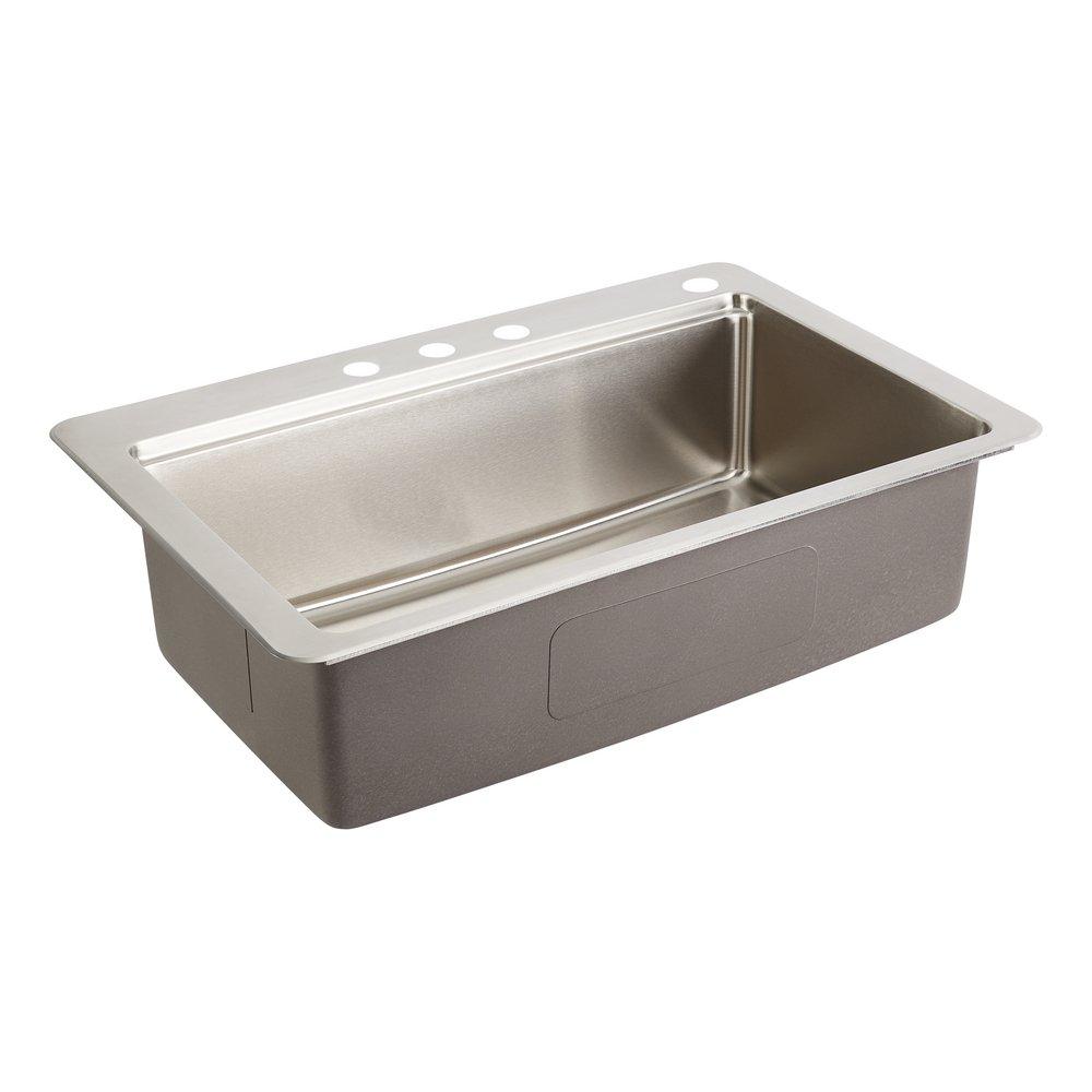 33 in. Drop-in Stainless Steel Single Bowl Workstation Kitchen Sink 