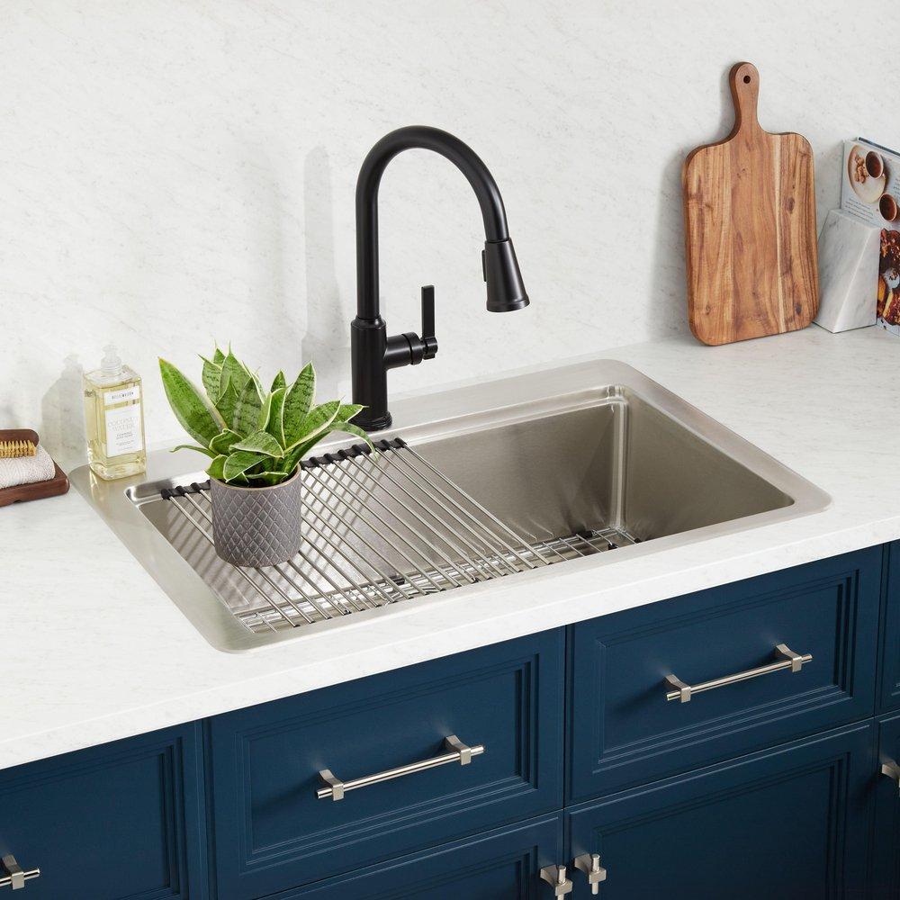 33 in. Drop-in Stainless Steel Single Bowl Workstation Kitchen Sink 