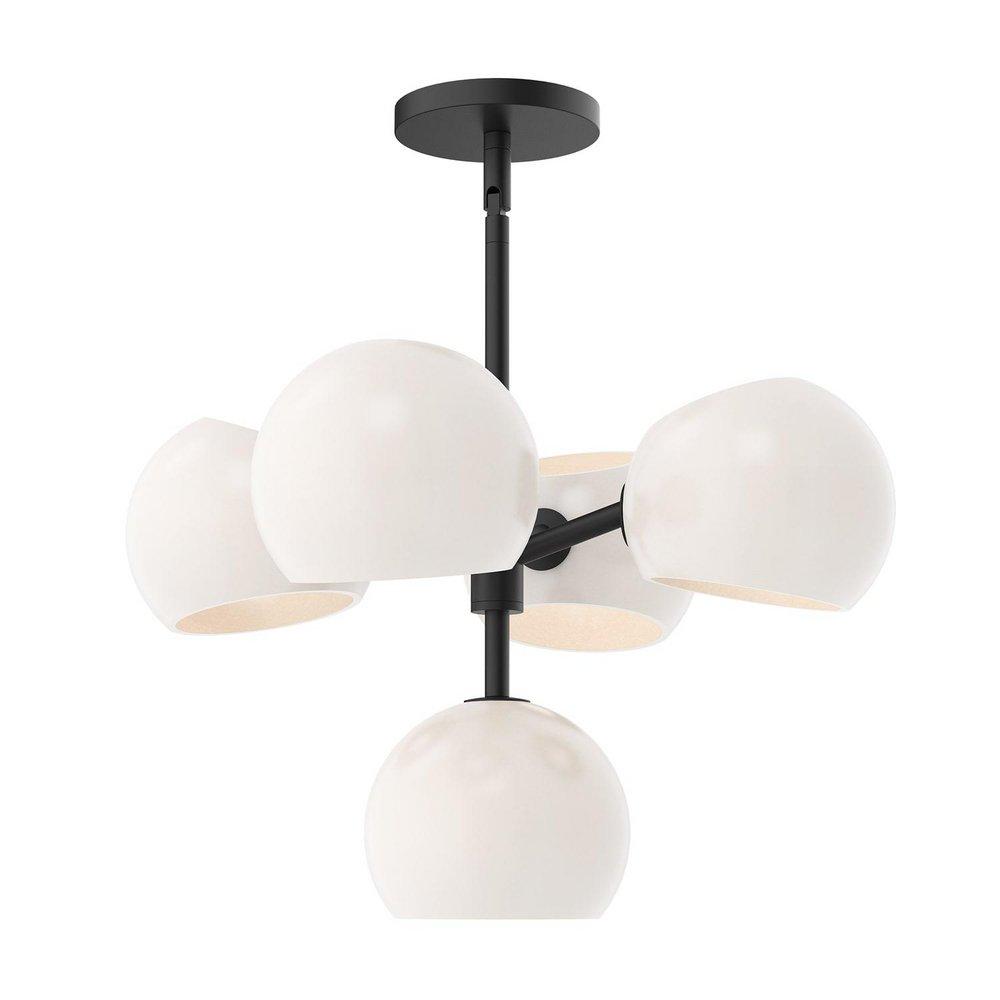 60W 18-Light Chandelier in Matte Black with Opal Glass 