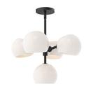 60W 18-Light Chandelier in Matte Black with Opal Glass 