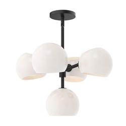 60W 18-Light Chandelier in Matte Black with Opal Glass