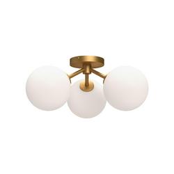 60W 3-Light Candelabra E-12 Incandescent Semi-Flush Mount Ceiling Fixture in Aged Gold