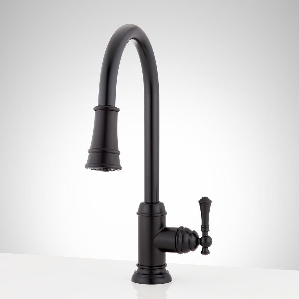 Signature Hardware Matte Black Pull Down Kitchen Faucet 