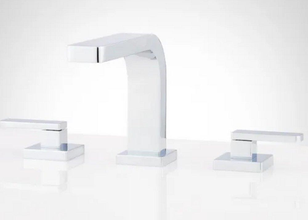 Signature Hardware Chrome Two Handle Widespread Bathroom Sink Faucet 