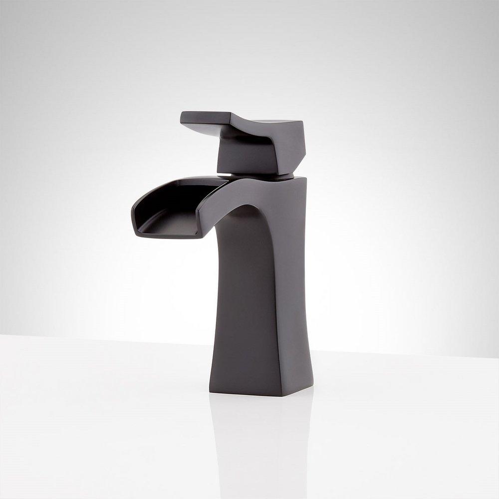 Signature Hardware Matte Black Single Handle Monoblock Bathroom Sink Faucet 