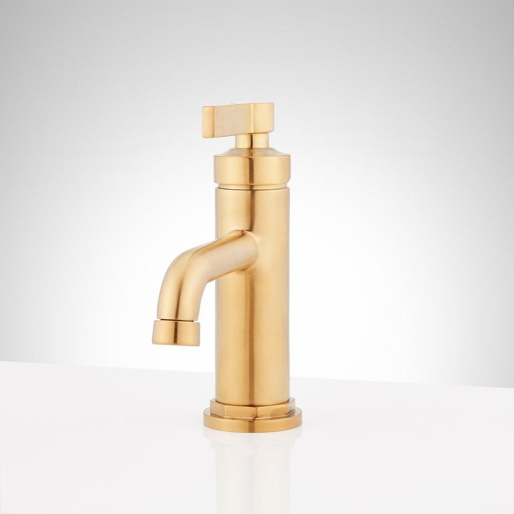 Signature Hardware Brushed Gold Single Handle Bathroom Sink Faucet 