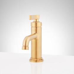 Single Handle Monoblock Bathroom Sink Faucet in Brushed Gold