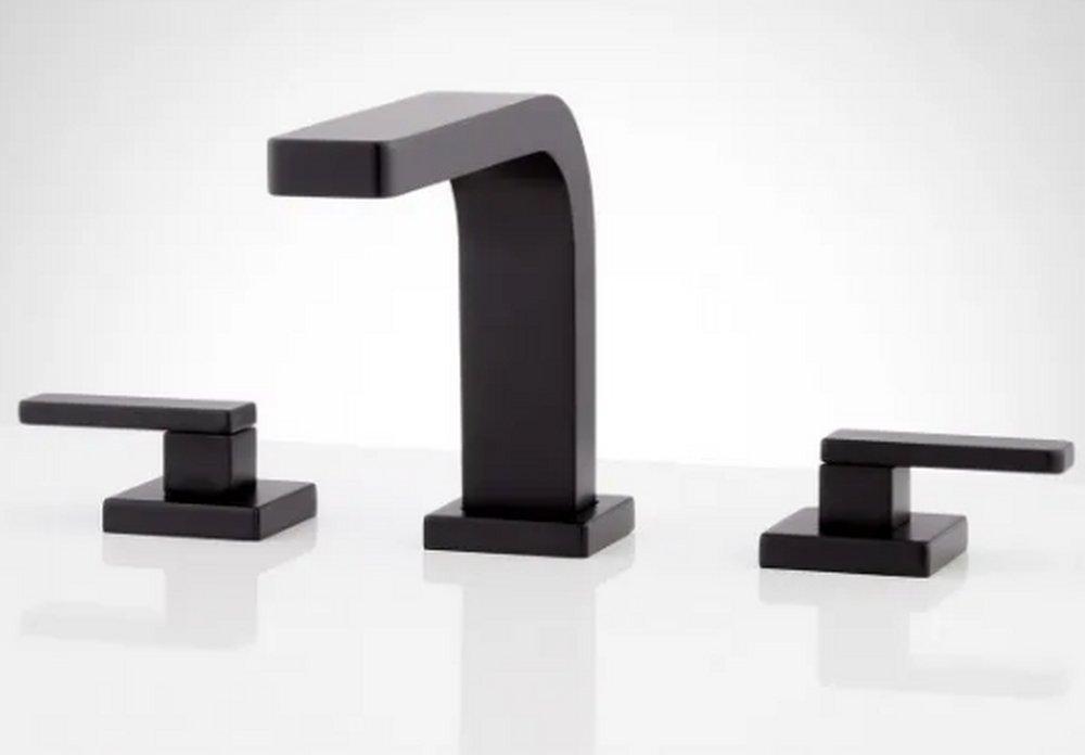 Signature Hardware Matte Black Two Handle Widespread Bathroom Sink Faucet 