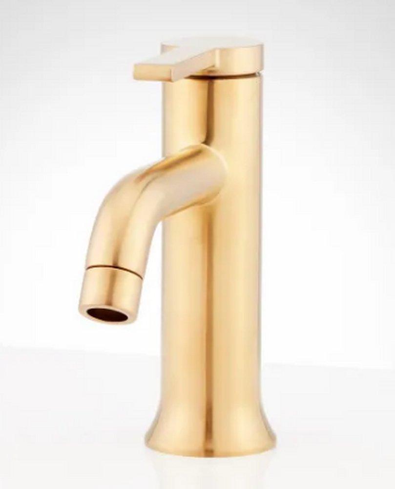 Signature Hardware Brushed Gold Single Handle Monoblock Bathroom Sink Faucet 
