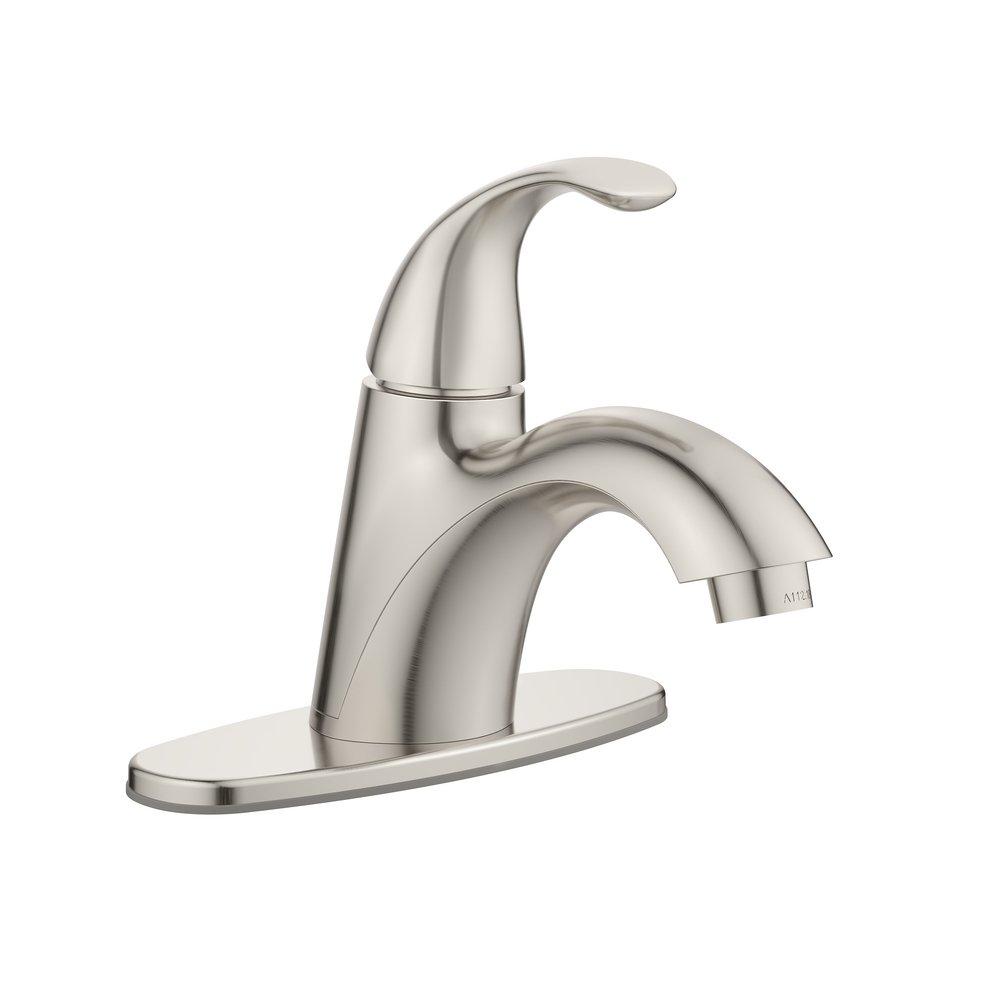 Single Handle Monoblock Bathroom Sink Faucet in Brushed Nickel 