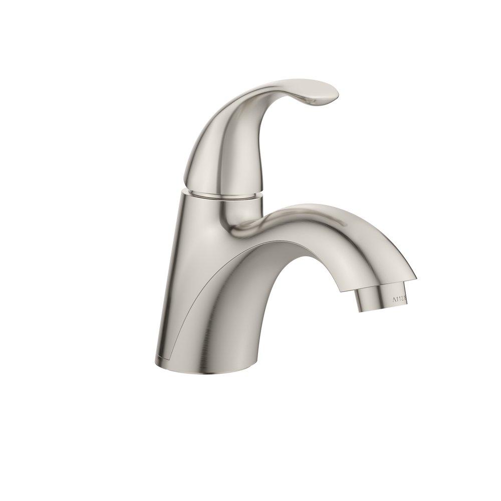 Single Handle Monoblock Bathroom Sink Faucet in Brushed Nickel 
