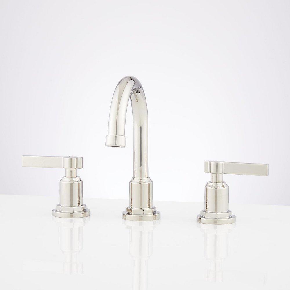 Signature Hardware Polished Nickel Two Handle Widespread Bathroom Sink Faucet 
