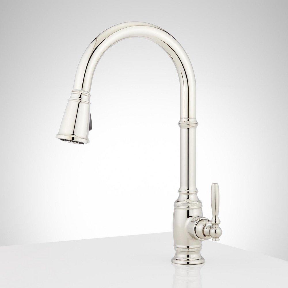 Signature Hardware Polished Nickel Pull Down Kitchen Faucet 