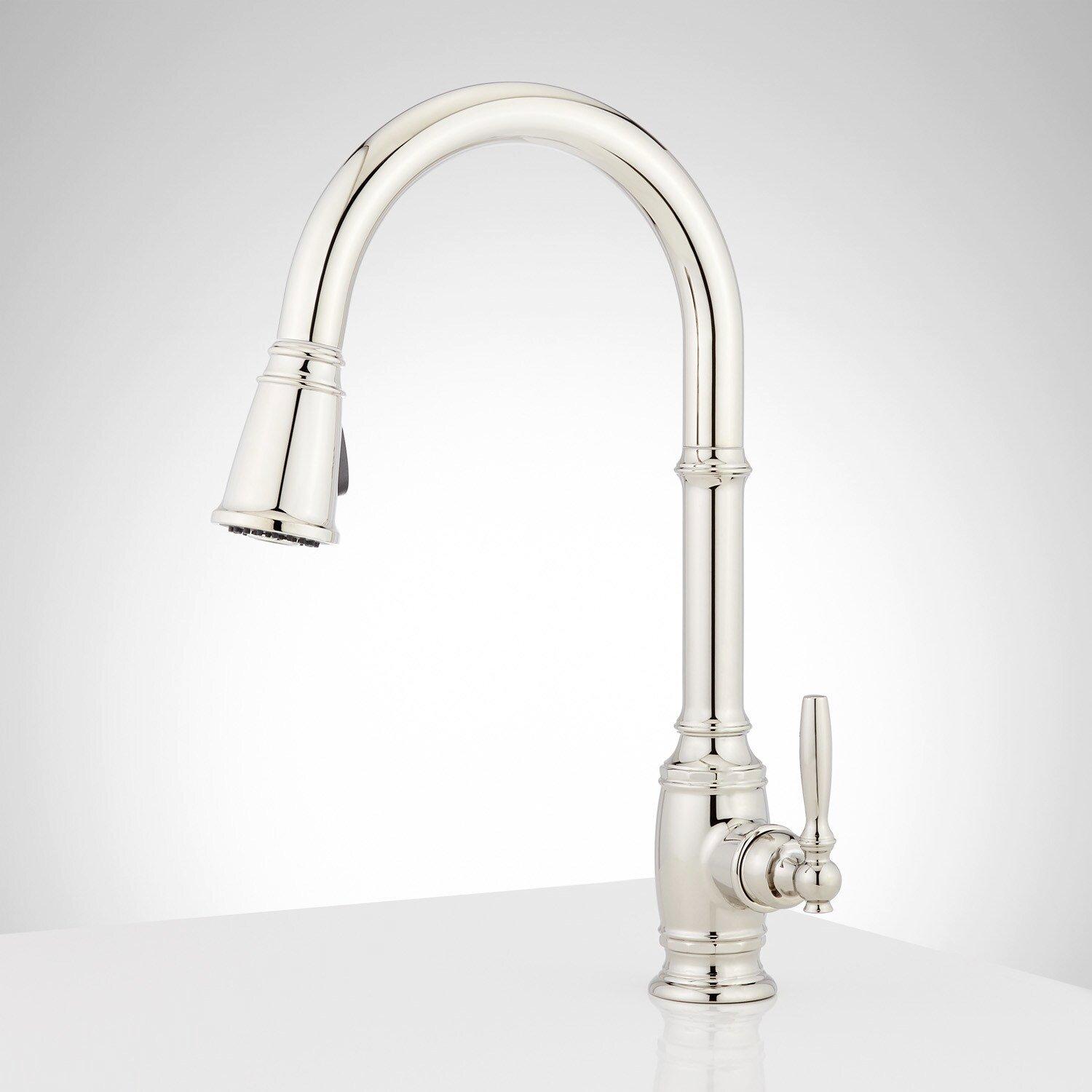 Signature Hardware Polished Nickel Pull Down Kitchen Faucet 