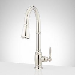 Single Handle Pull Down Kitchen Faucet in Polished Nickel
