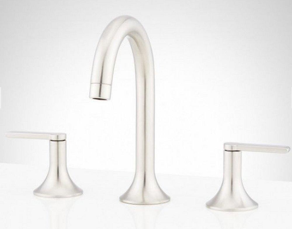 Signature Hardware Brushed Nickel Two Handle Widespread Bathroom Sink Faucet 