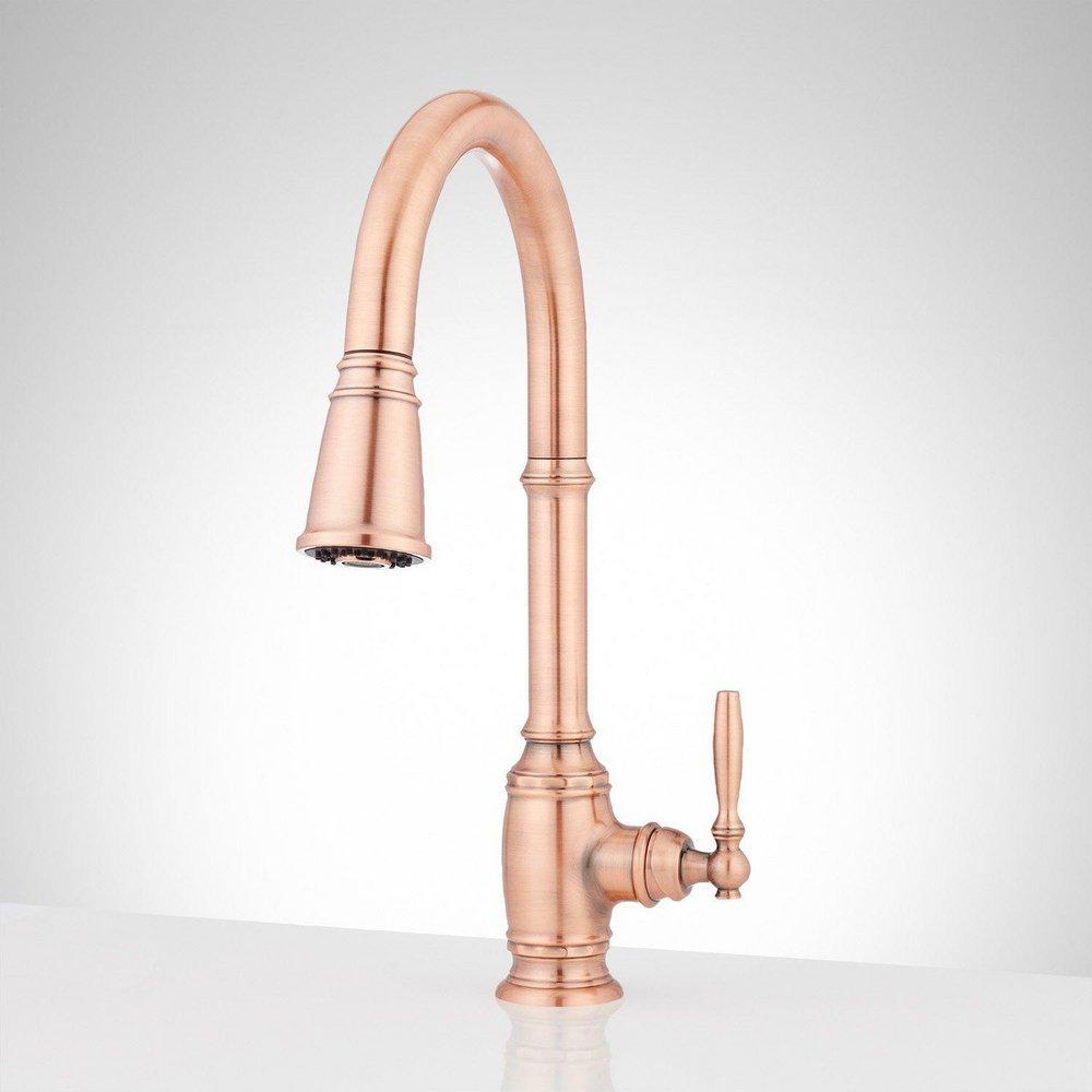 Signature Hardware Antique Copper Pull Down Kitchen Faucet 