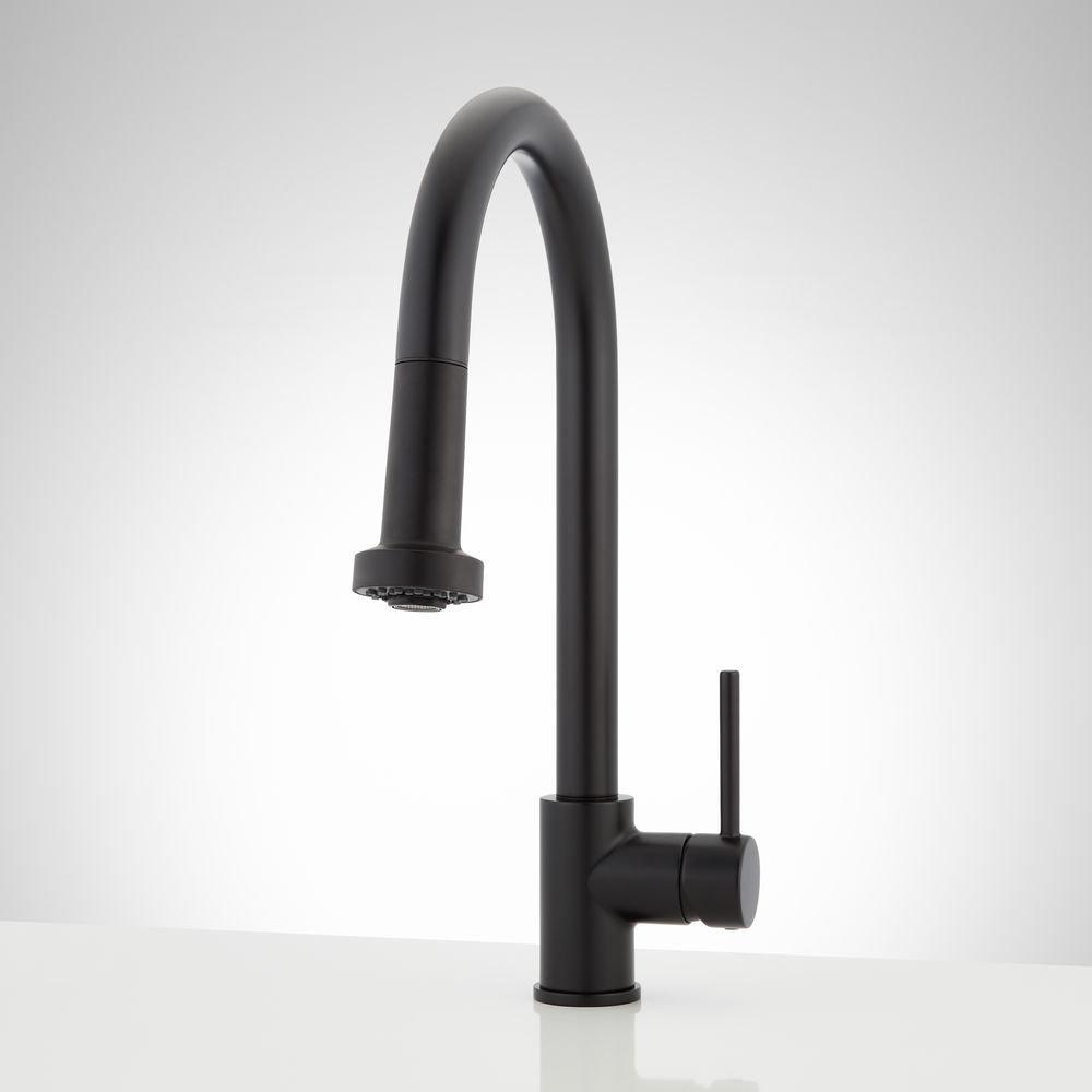 Signature Hardware Matte Black Single Handle Pull Down Kitchen Faucet 