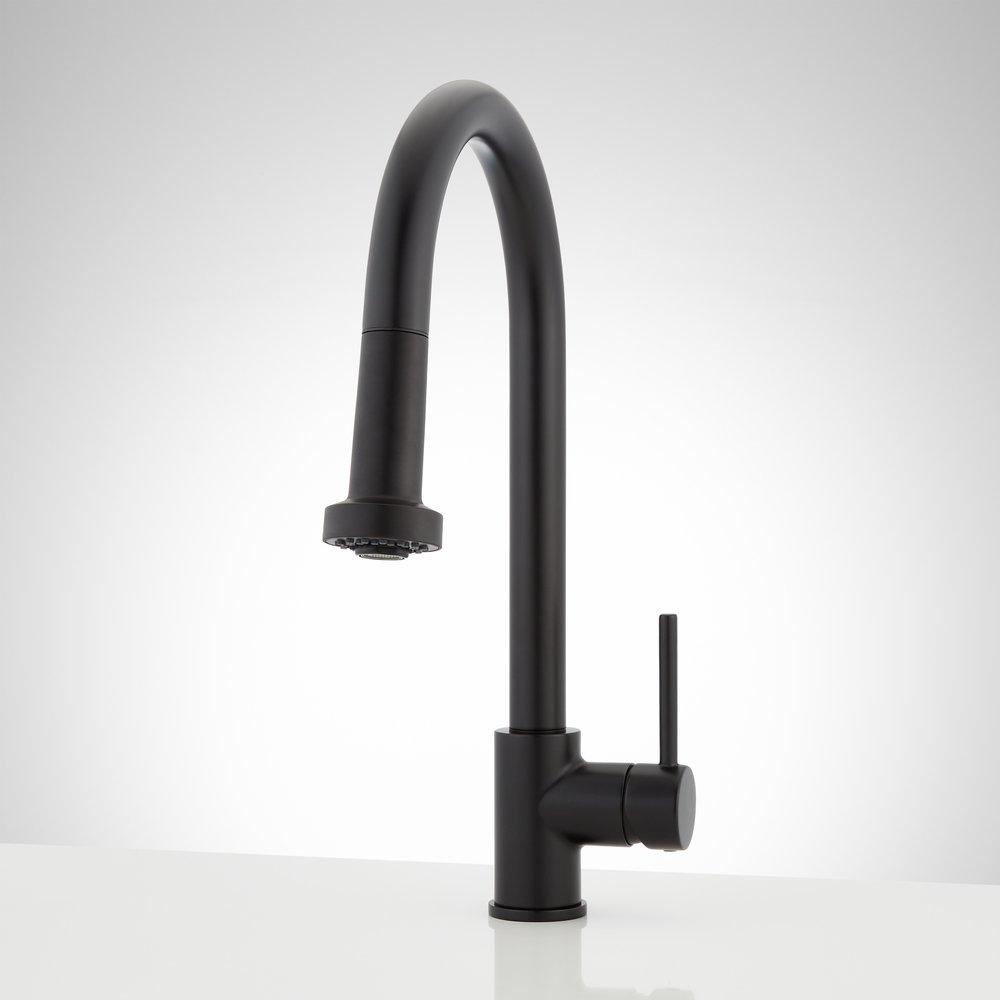 Signature Hardware Matte Black Pull Down Kitchen Faucet 