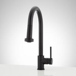 Single Handle Pull Down Kitchen Faucet in Matte Black