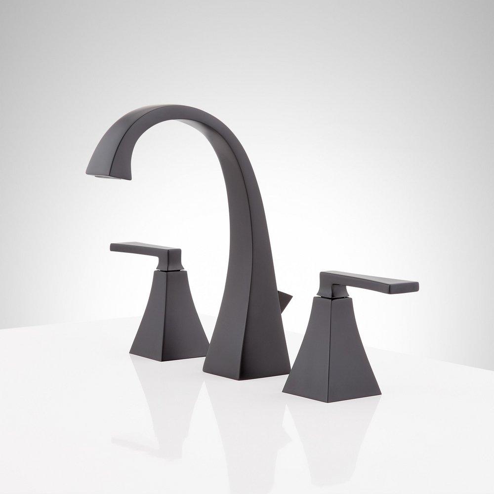Signature Hardware Matte Black Two Handle Widespread Bathroom Sink Faucet 