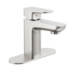 Single Handle Monoblock Bathroom Sink Faucet with Drain Assembly in Brushed Nickel