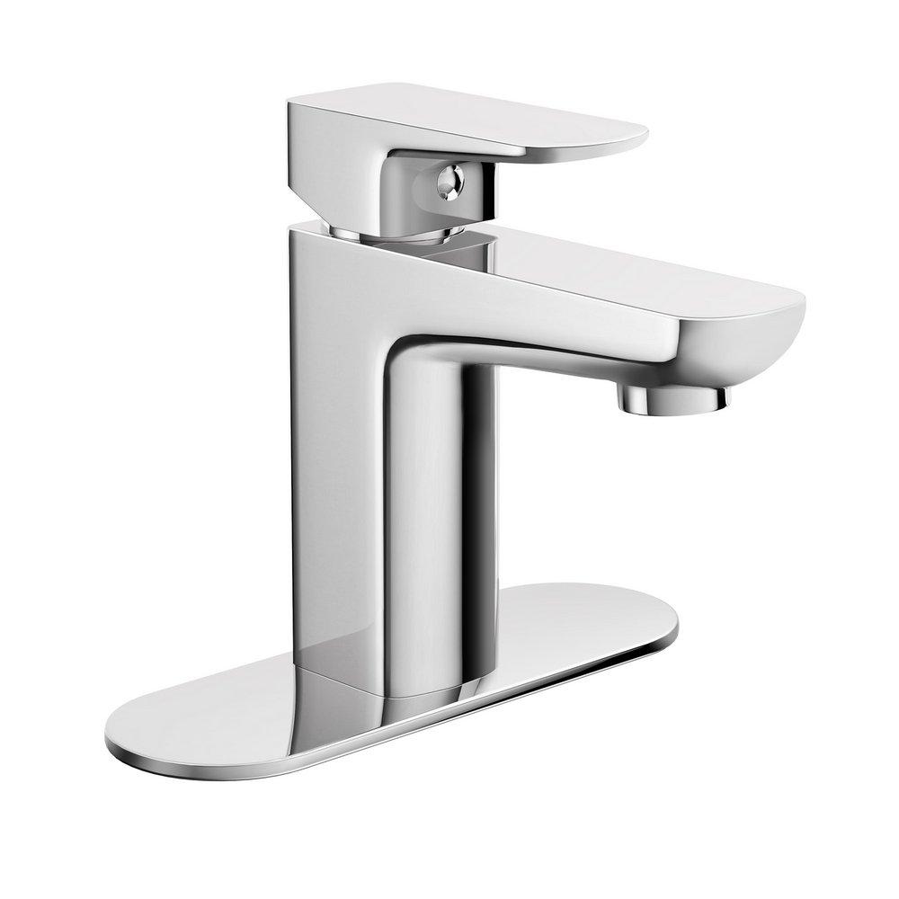 Single Handle Monoblock Bathroom Sink Faucet in Polished Chrome 