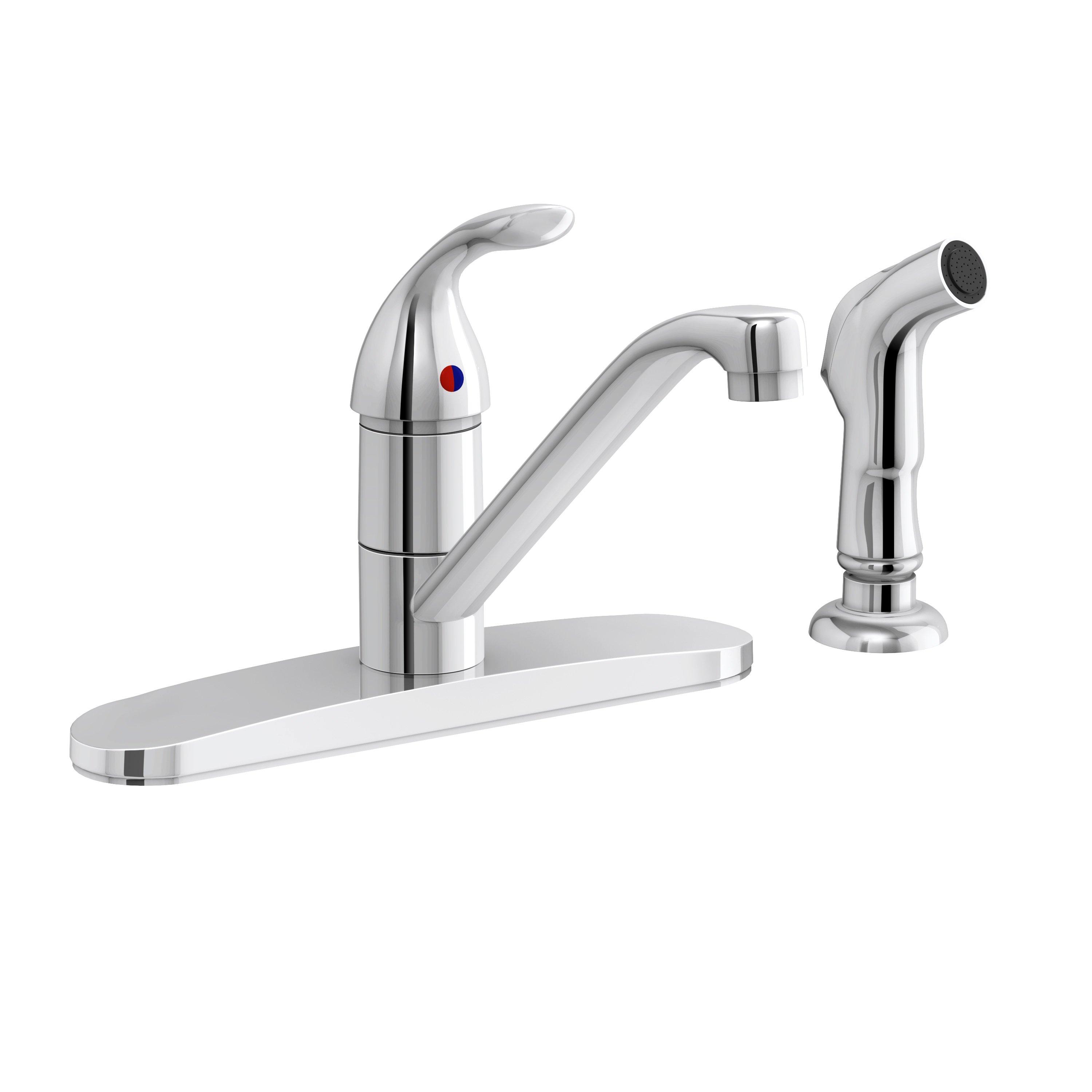 PROFLO&reg; Polished Chrome Single Handle Kitchen Faucet with Side Spray 