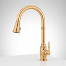 Single Handle Pull Down Kitchen Faucet in Brushed Gold