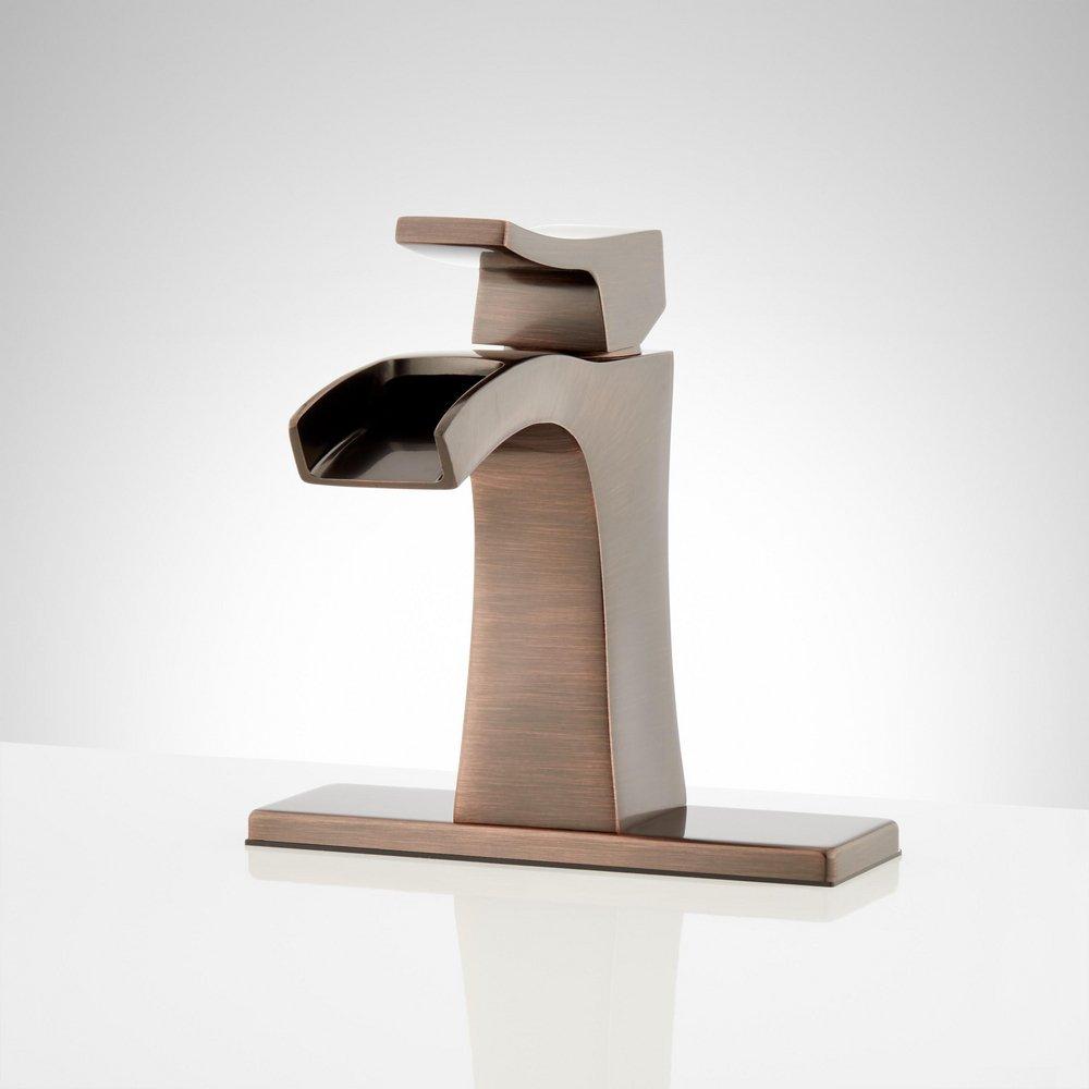 Signature Hardware Oil Rubbed Bronze Single Handle Monoblock Bathroom Sink Faucet 