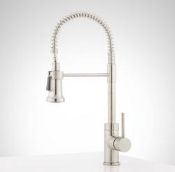Single Handle Pull Down Kitchen Faucet in Stainless Steel