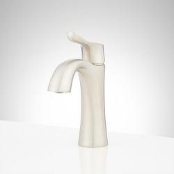 Single Handle Monoblock Bathroom Sink Faucet in Brushed Nickel