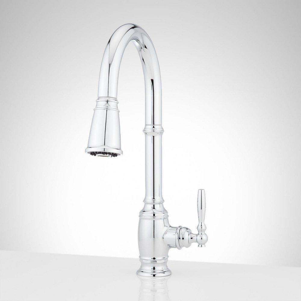 Signature Hardware Polished Chrome Pull Down Kitchen Faucet 