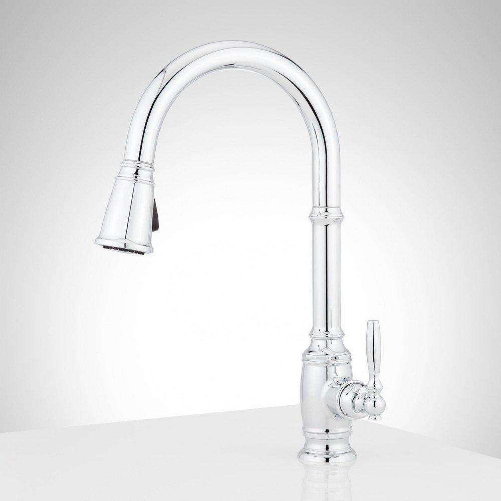 Signature Hardware Polished Chrome Pull Down Kitchen Faucet 