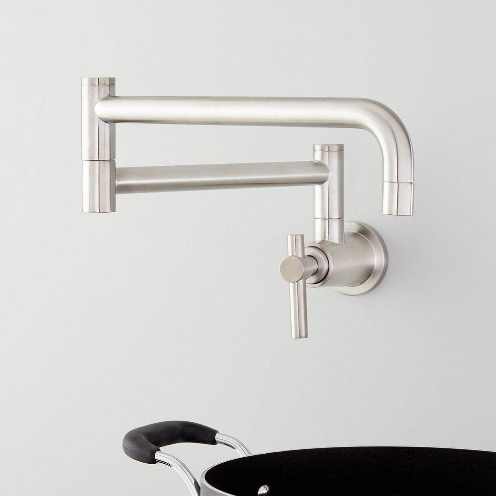 Signature Hardware Stainless Steel Single Handle Lever Pot Filler 