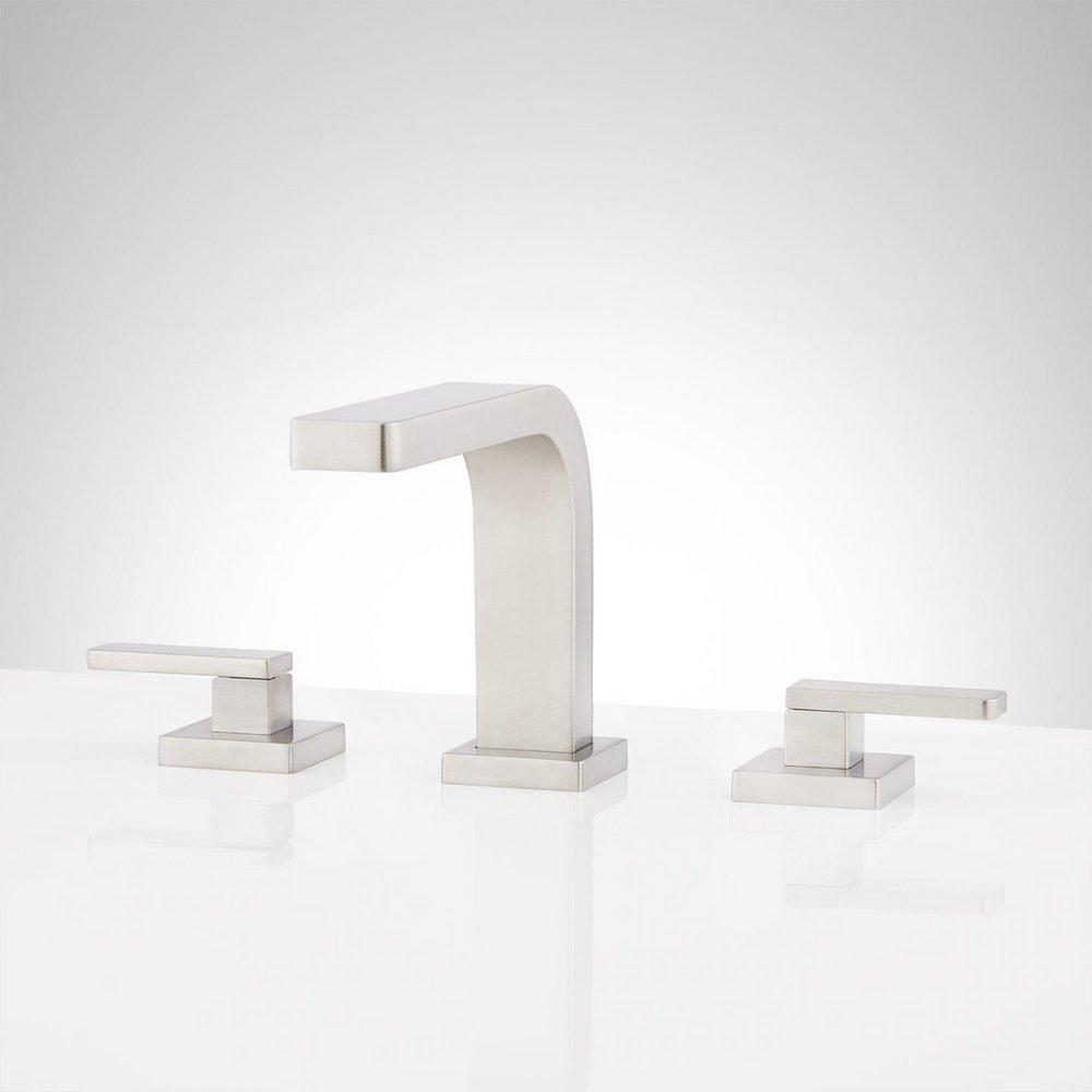 Two Handle Widespread Bathroom Sink Faucet in Brushed Nickel 