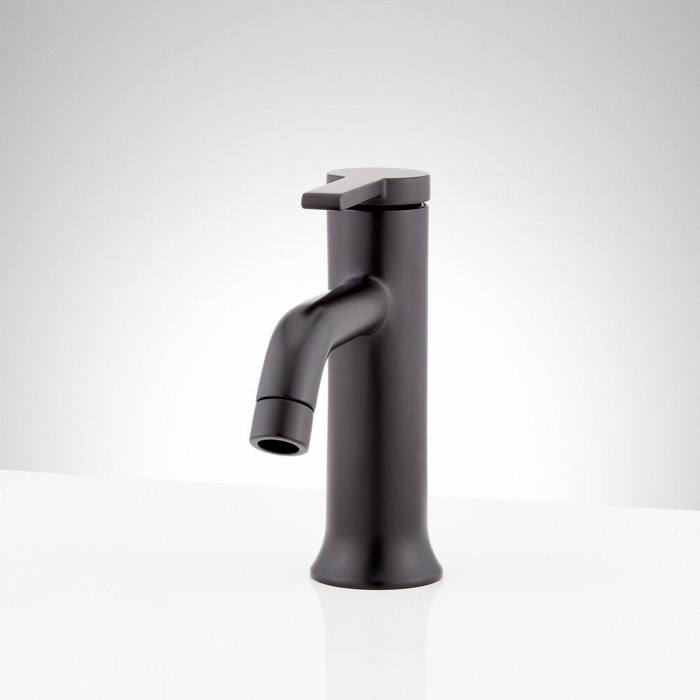 Signature Hardware Matte Black Single Handle Monoblock Bathroom Sink Faucet 