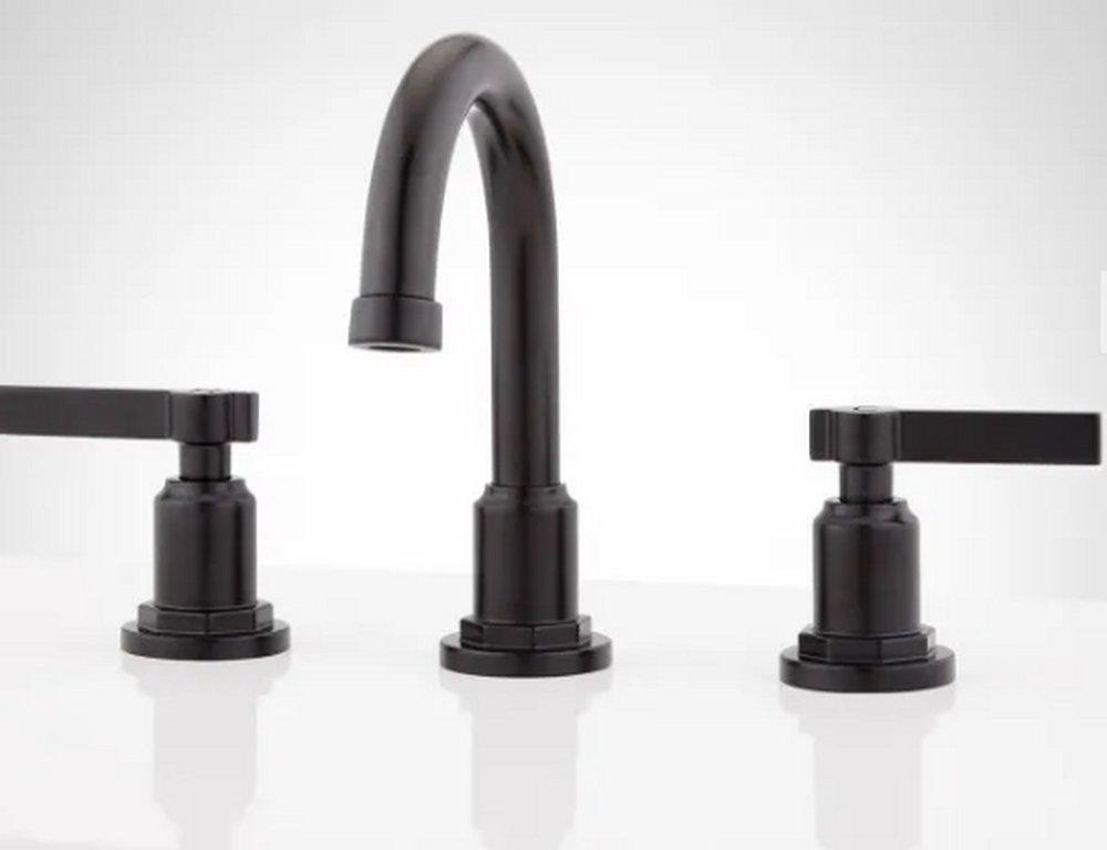 Signature Hardware Matte Black Two Handle Widespread Bathroom Sink Faucet 
