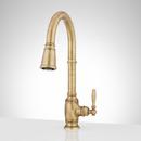 Single Handle Pull Down Kitchen Faucet in Aged Brass