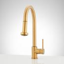 Single Handle Pull Down Kitchen Faucet in Brushed Gold