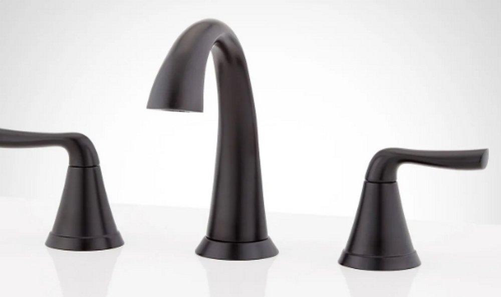 Signature Hardware Matte Black Two Handle Widespread Bathroom Sink Faucet 