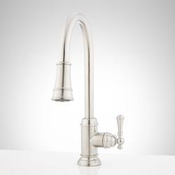 Single Handle Pull Down Kitchen Faucet in Stainless Steel