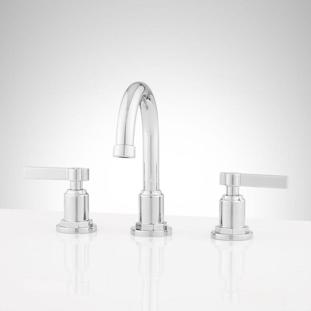 Signature Hardware Chrome Two Handle Widespread Bathroom Sink Faucet 