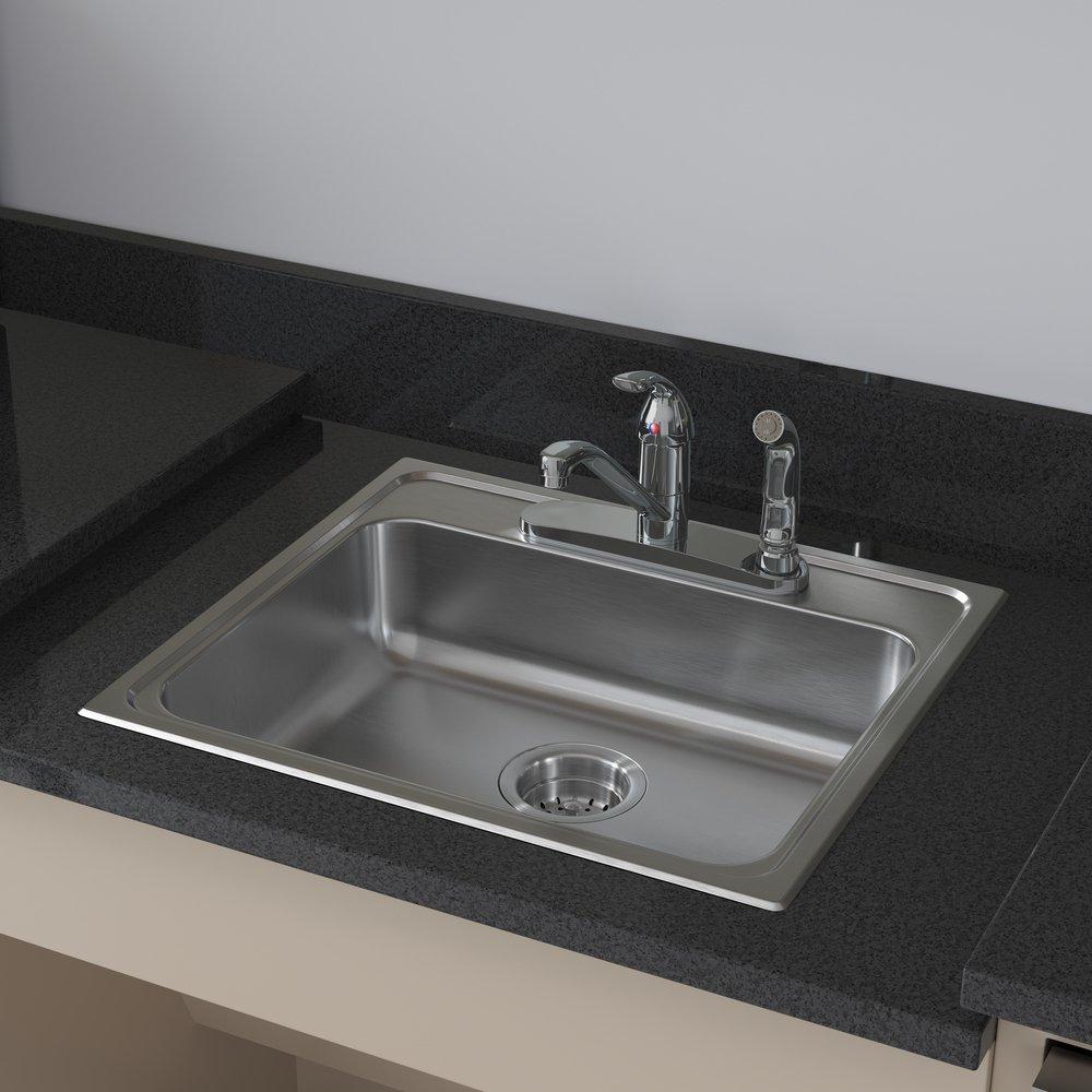 Single Handle Kitchen Faucet with Side Spray in Chrome 