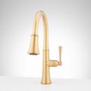 Single Handle Pull Down Kitchen Faucet in Brushed Gold